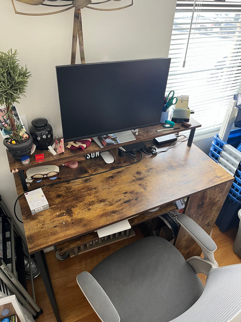 Industrial-style Computer Desk With Pull Out Keyboard Tray, W42xD19xH30"
