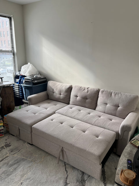 Modern Sectional Sofa Sleeper with Storage Chaise, L84"