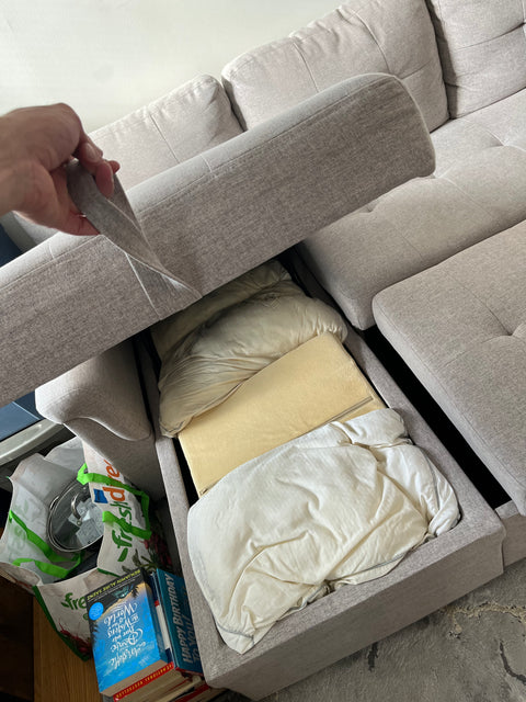 Modern Sectional Sofa Sleeper with Storage Chaise, L84"