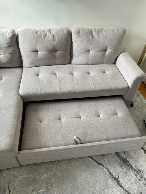Modern Sectional Sofa Sleeper with Storage Chaise, L84"