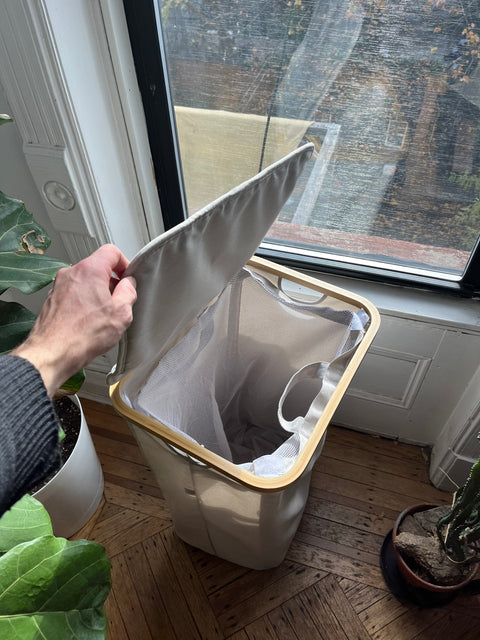 Fabric Laundry Hamper With Lid, 30" Tall