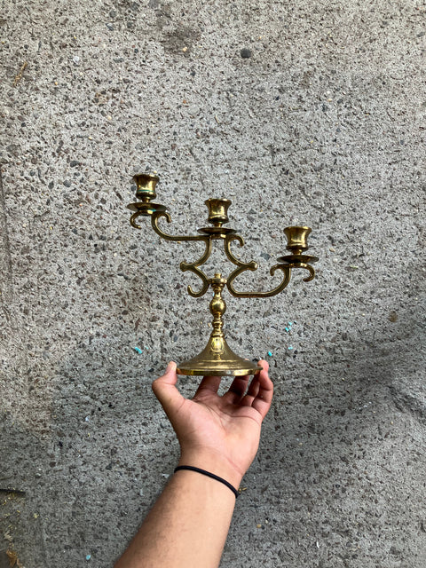 Vintage 3 Light Brass Candlestick Holders