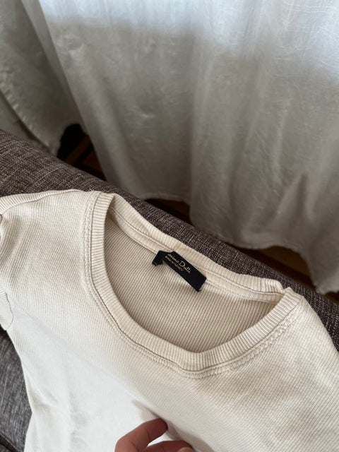 Massimo Dutti Ribbed Heavy Weight Short Sleeve T-Shirt, Size Women S