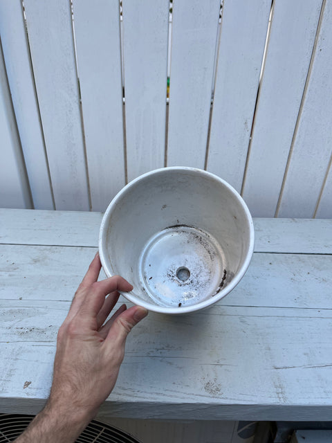 Simple White Ceramic Planter Pot, 8" Wide
