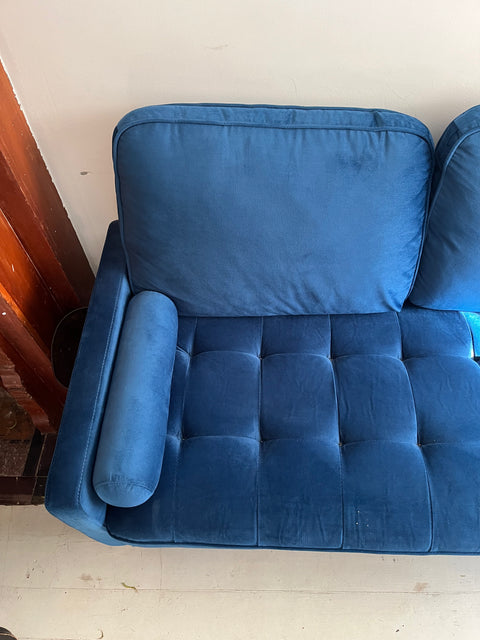 Cute Blue Velvet Sofa, L55xD28"