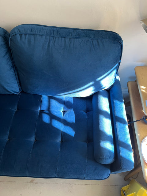 Cute Blue Velvet Sofa, L55xD28"