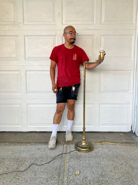 Vintage Tall Brass Lamp with Lightbulb