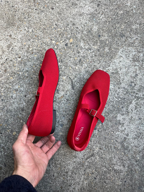 VIVIA Red Square-Toe Mary-Jane, Size EU 39.5