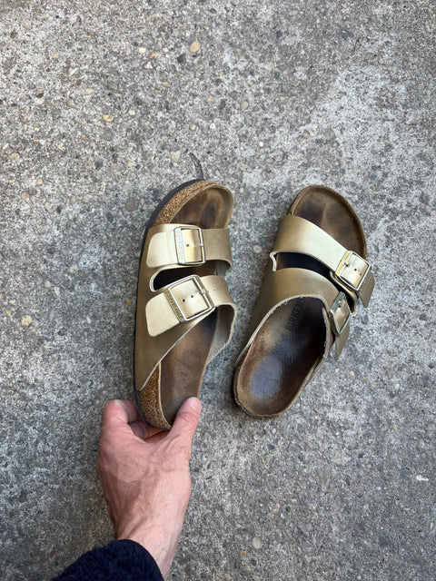 Birkenstocks Arizona Gold Sandals, Size EU 38