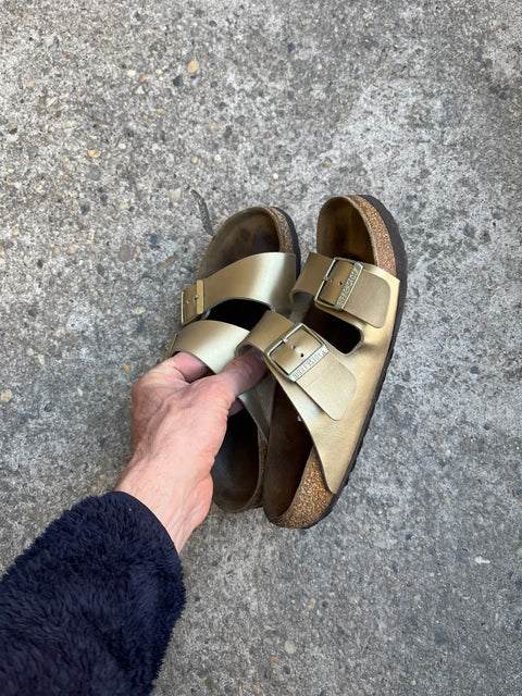 Birkenstocks Arizona Gold Sandals, Size EU 38