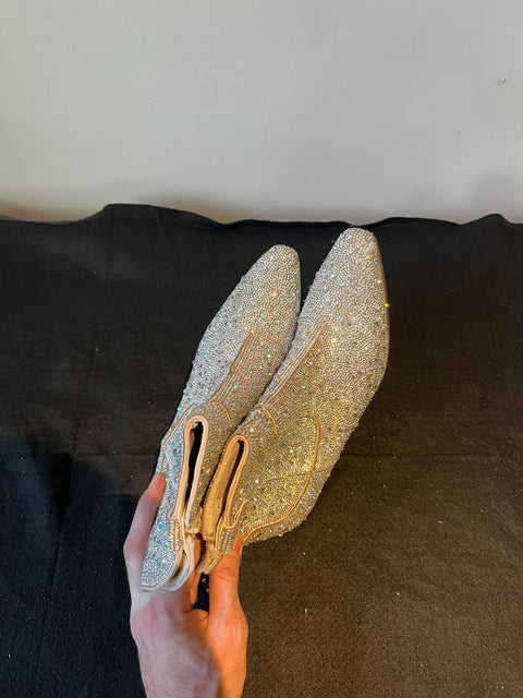 Sincerly Jules Cowboy Silver Ankle Sequins Boots, Size US 9W
