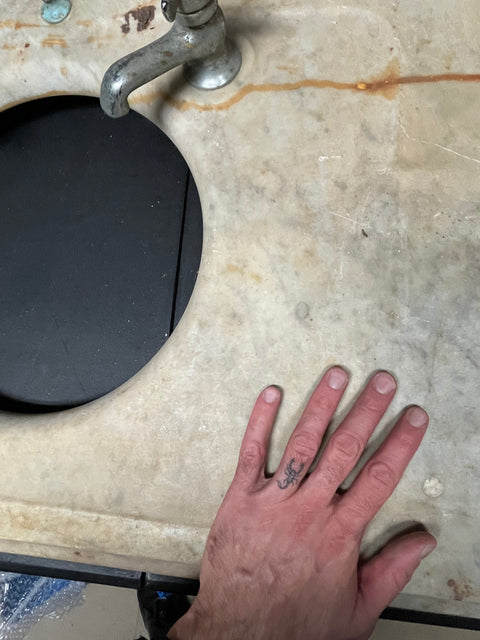 Antique Marble Sink Top With Original Faucet (Heavy!), 38x21.5"