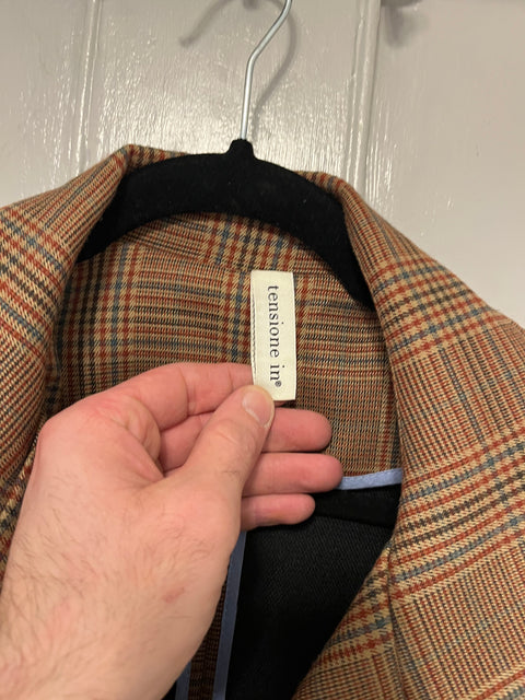 Cool Tensione In Overcoat / Plaid Wind Coat Made In Italy, Size M