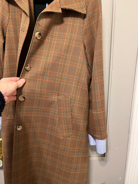 Cool Tensione In Overcoat / Plaid Wind Coat Made In Italy, Size M
