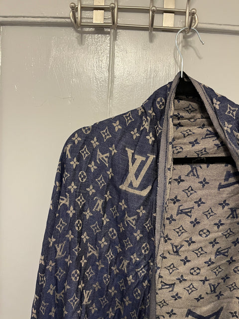 Blue & Beige Louis Vuitton Cashmere Blend Scarf/Shawl