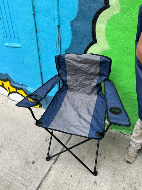 Like New Blue and Gray Foldable Camping Chair