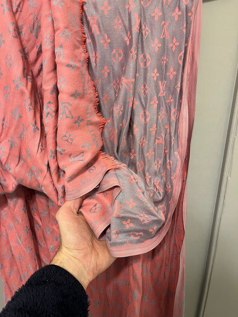 Pink & Grey Louis Vuitton Cashmere Blend Scarf/Shawl