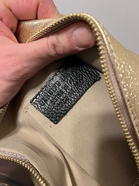 Gold Shiny Leather Belt Bag Made In Italy
