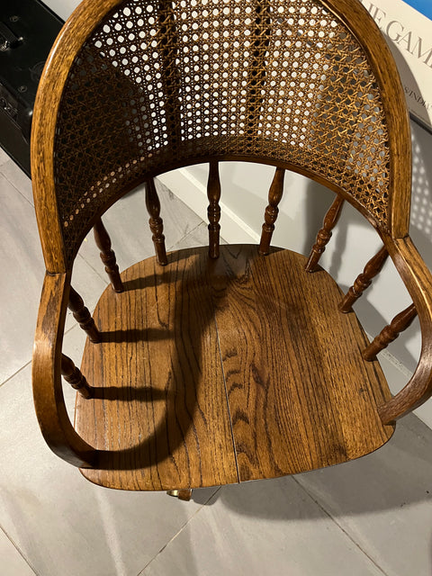 Cane-back Swivel Office Chair With Cute Cushion