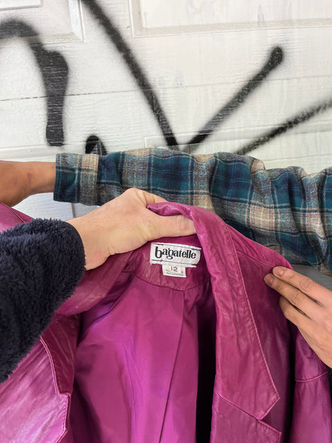 Bagatelle Oversized Pink Leather Jacket, Size 12