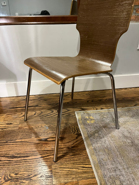 Bentwood Shell And Chrome-plated Legs Stacking Dining Chair