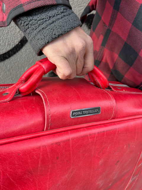 Vintage Red Leather Travel Bag