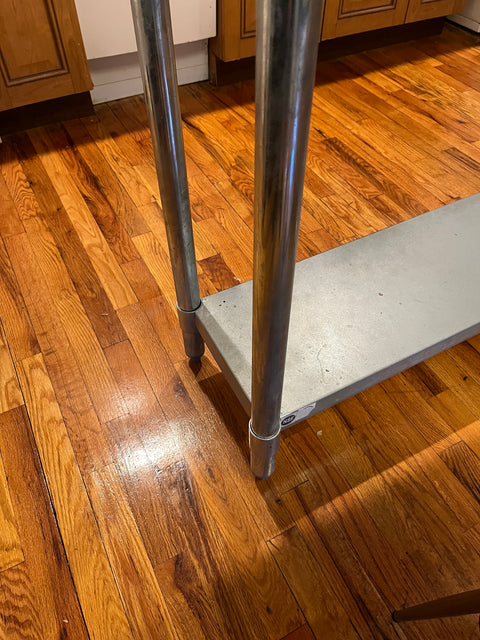 Pretty "Restaurant Style" Wood Top Work Table With Steel Base, W25.5xL74xH36"