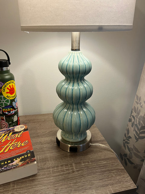 Cinkeda Triple Gourd Ceramic Table Lamp, H25"