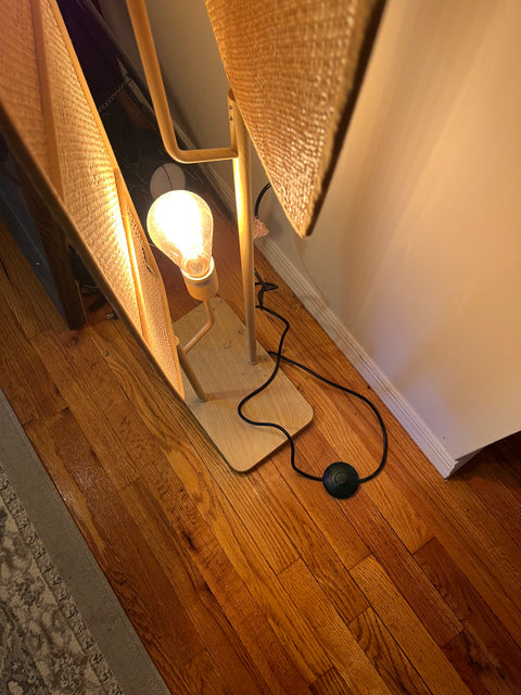Vidalite Amud Floor Lamp With Bamboo Wicker Panels, 55" Tall
