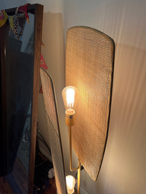 Vidalite Amud Floor Lamp With Bamboo Wicker Panels, 55" Tall