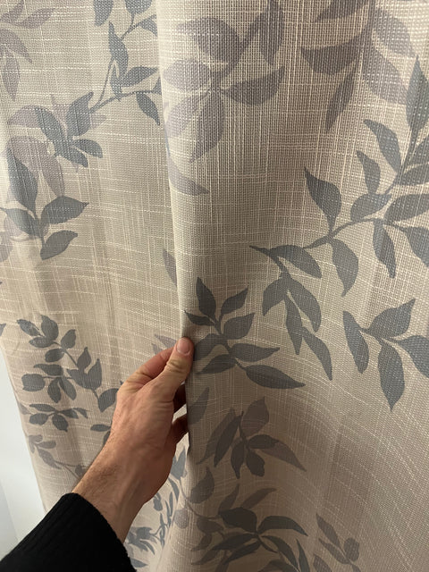 Two Leaf Patterned Curtains, 90x50" Each