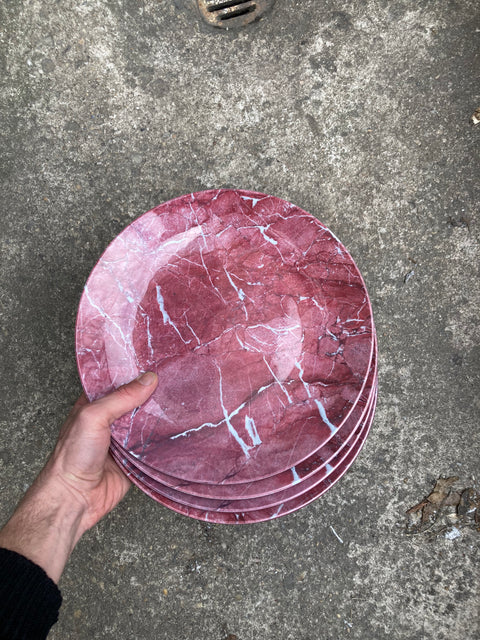 4 Marble Like Dinner Plates