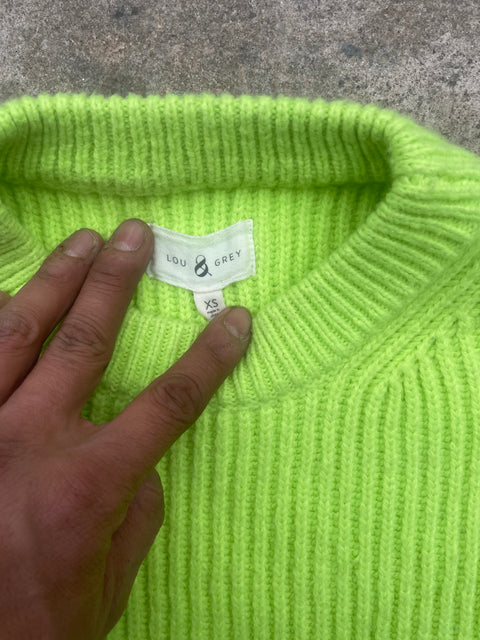 Lou & Grey Bright Green Knit Sweater, Sz XS