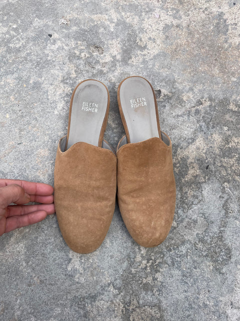 Eileen Fisher Suede Mules, Sz W 7.5