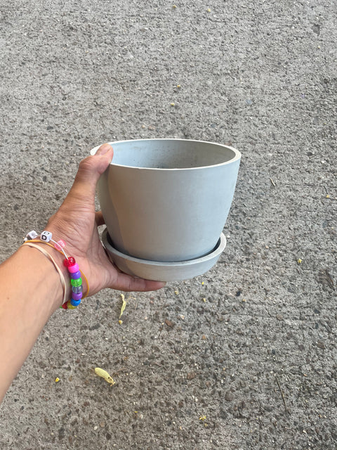 Modern Thick Plastic Grey Pot & Plate