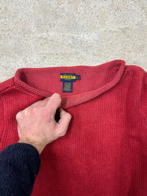 Polo Ralph Lauren Rugby Red Knit Sweater, Size L But More Like A S Really