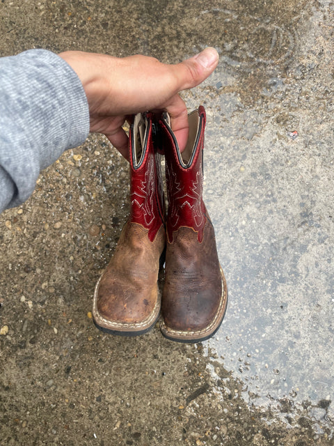 Leather Cowboy Boots, Sz 7c