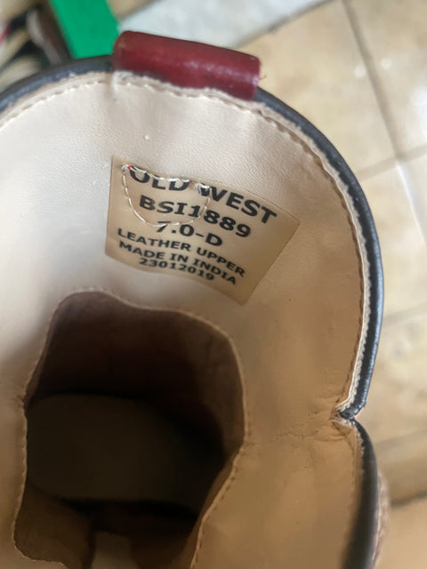 Leather Cowboy Boots, Sz 7c