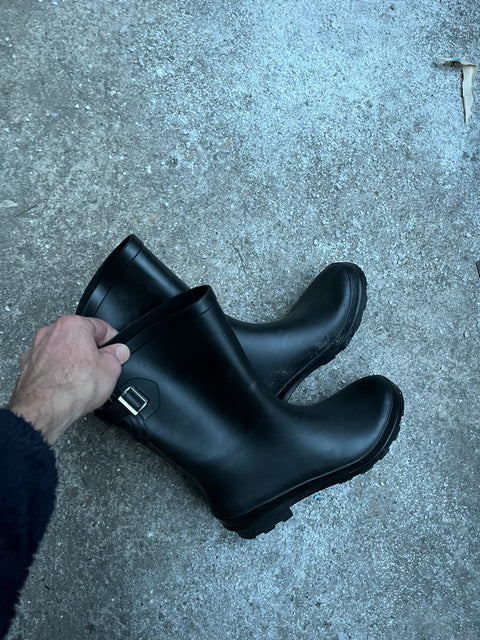 Classic Black Rain Boots, Size US 7 W
