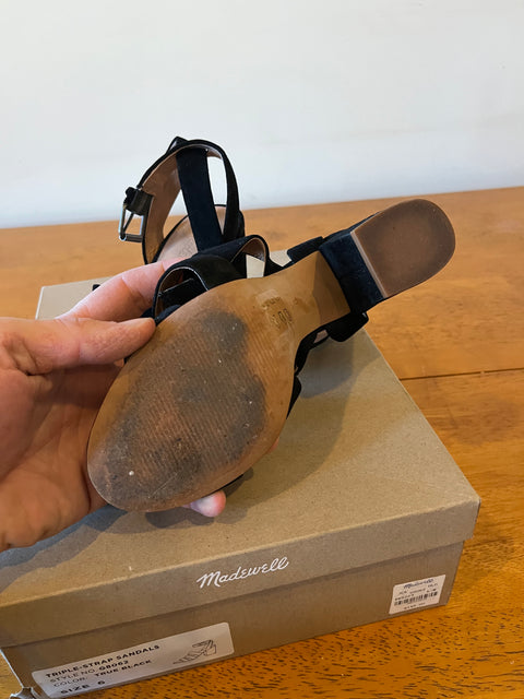 Madewell Maria Three Strap Suede Sandals, Size US 6W