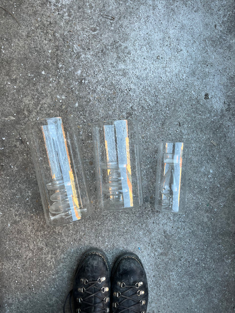 Beautiful Set Of Clear Glass Candle Holders