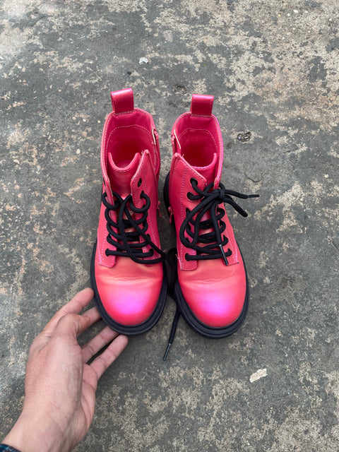 Pink Combat Boots, Sz 13c