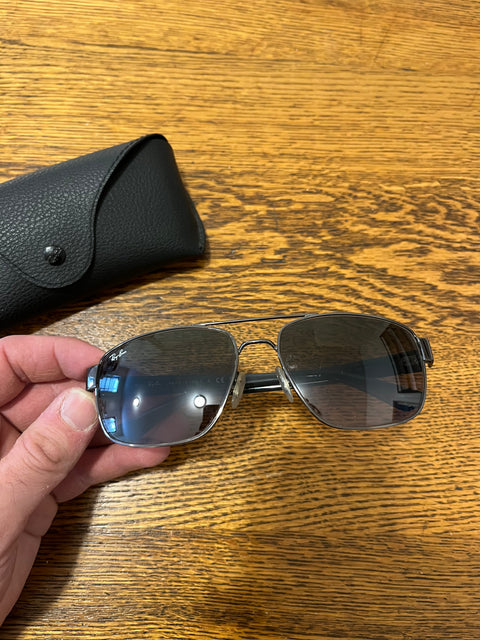 Ray-Ban RB3663 Sunglasses In A Gunmetal Frame With Blue Gradient Grey Lenses