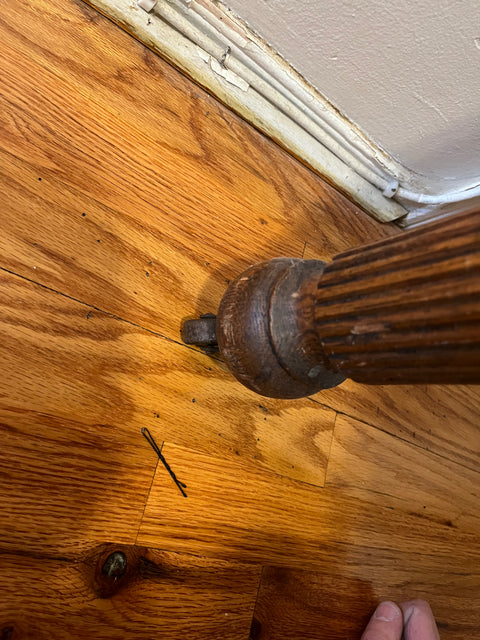 Wooden Antique Dining Table (One Leg's Attachment Needs Repair), W42xL42xH29"