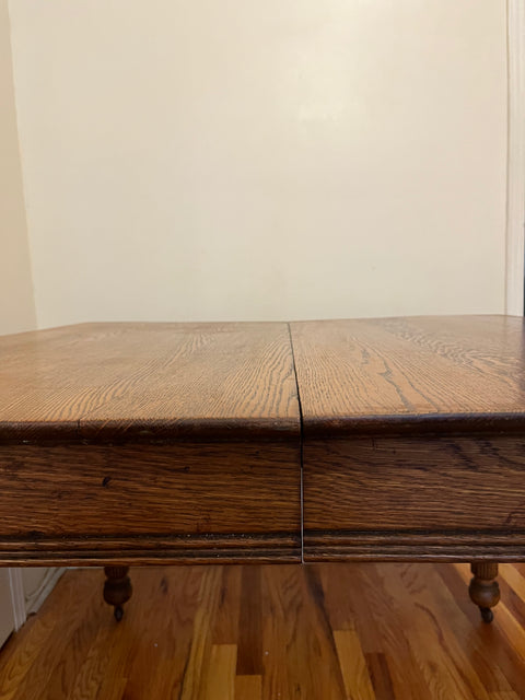 Wooden Antique Dining Table (One Leg's Attachment Needs Repair), W42xL42xH29"