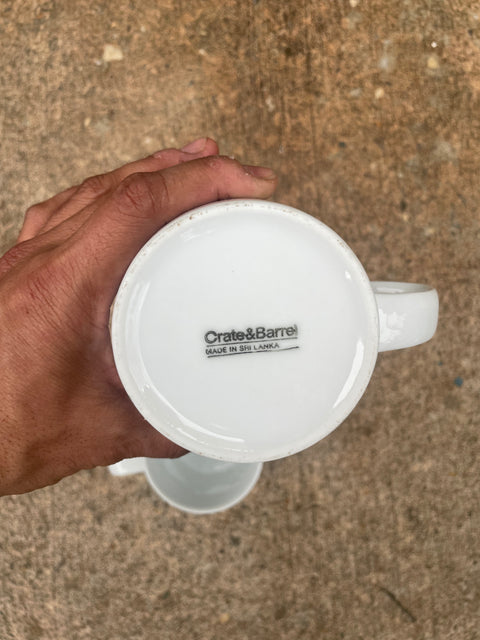Crate & Barrell Simple White Coffee Mugs