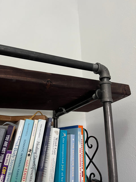 Industrial Pipe Bookcase That Fully Takes Apart, W60xD15xH76"