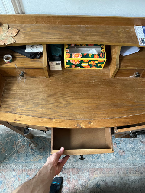 Cute Wooden Oak Writing Desk, W92xD17xH31"