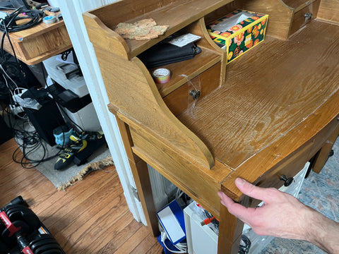 Cute Wooden Oak Writing Desk, W92xD17xH31"
