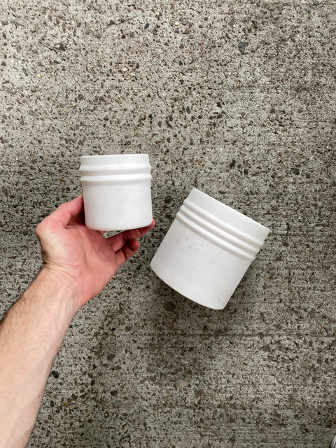 CB2 Off White Matte Pots, 5.5" & 3.5"